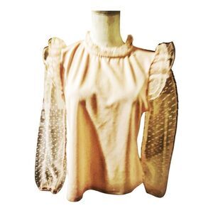 Marc NYC Tulle Ruffle Puff Sleeve Blouse Size Medium